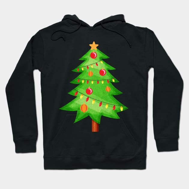 Cute Comic Christmas Tree Illustration Hoodie by lunamoonart